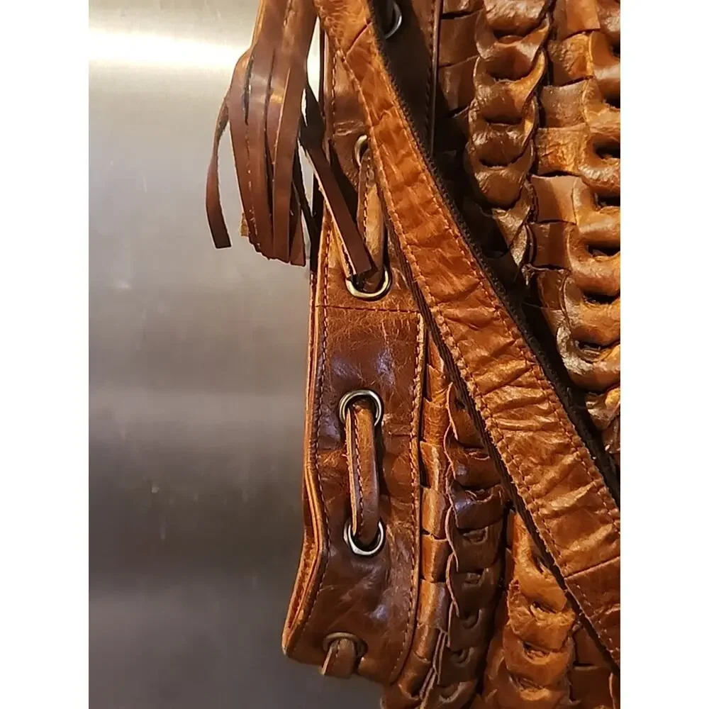 AMERI-LEATHER Large Brown Leather Tote Crossbody Shoulder Bag 15 x 16 - Picture 3 of 7